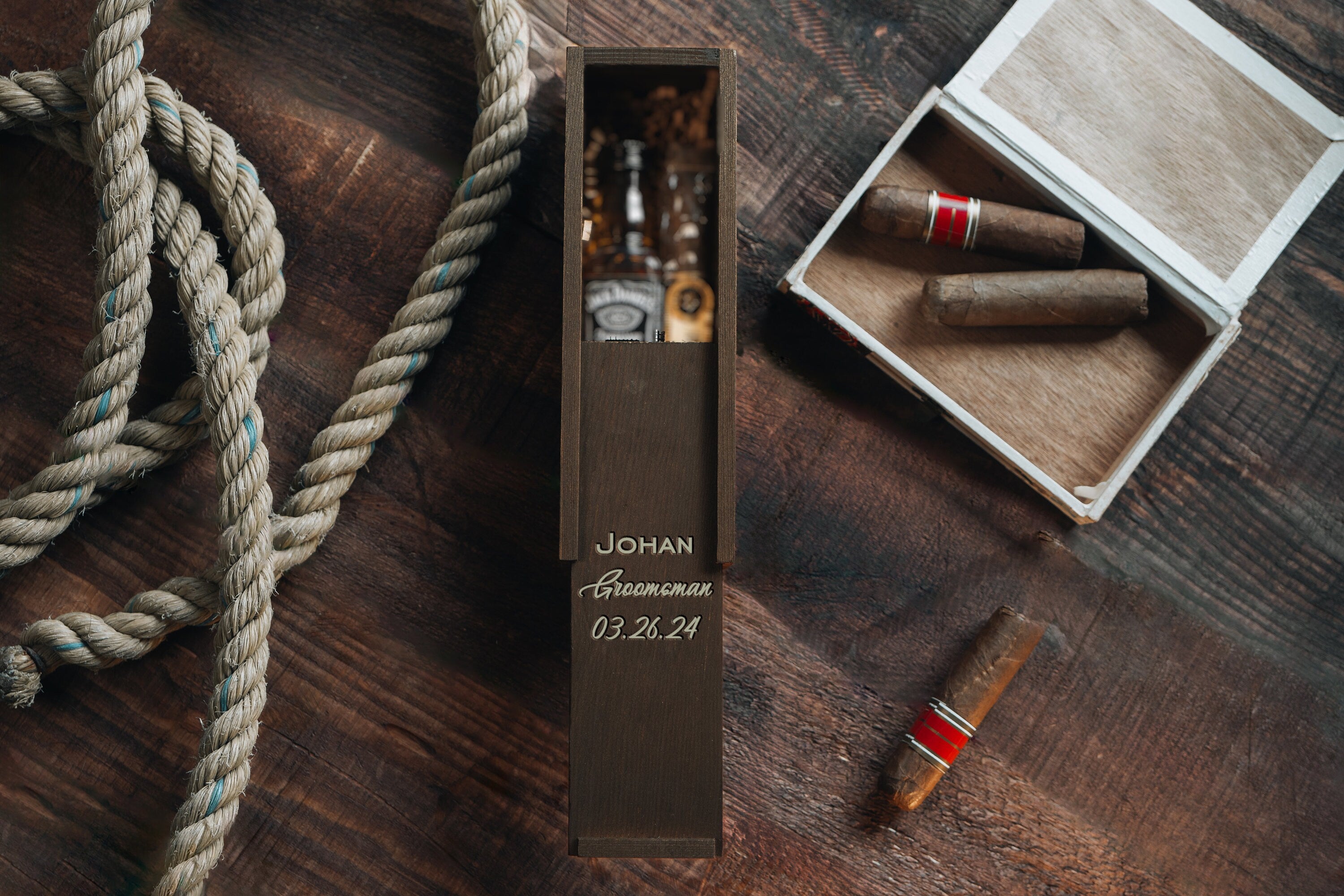 Personalized Groomsmen Proposal Box: Engraved Wooden Gift