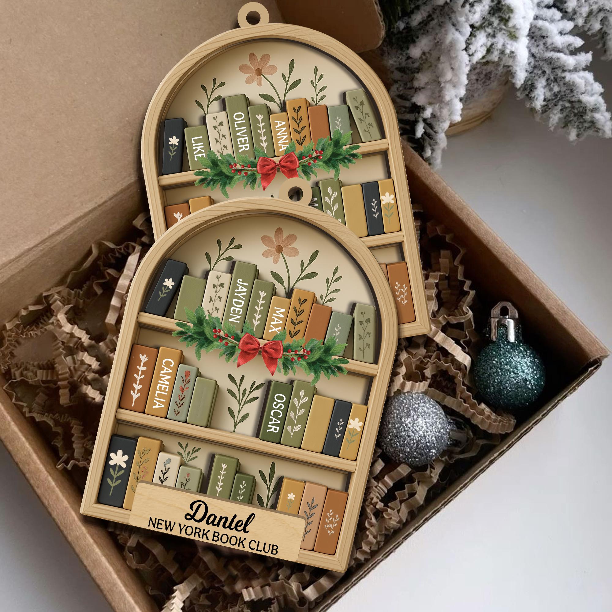 Personalized Book Club Christmas Acrylic Ornament, Christmas Books Ornaments, Gift for Librarian or Reader