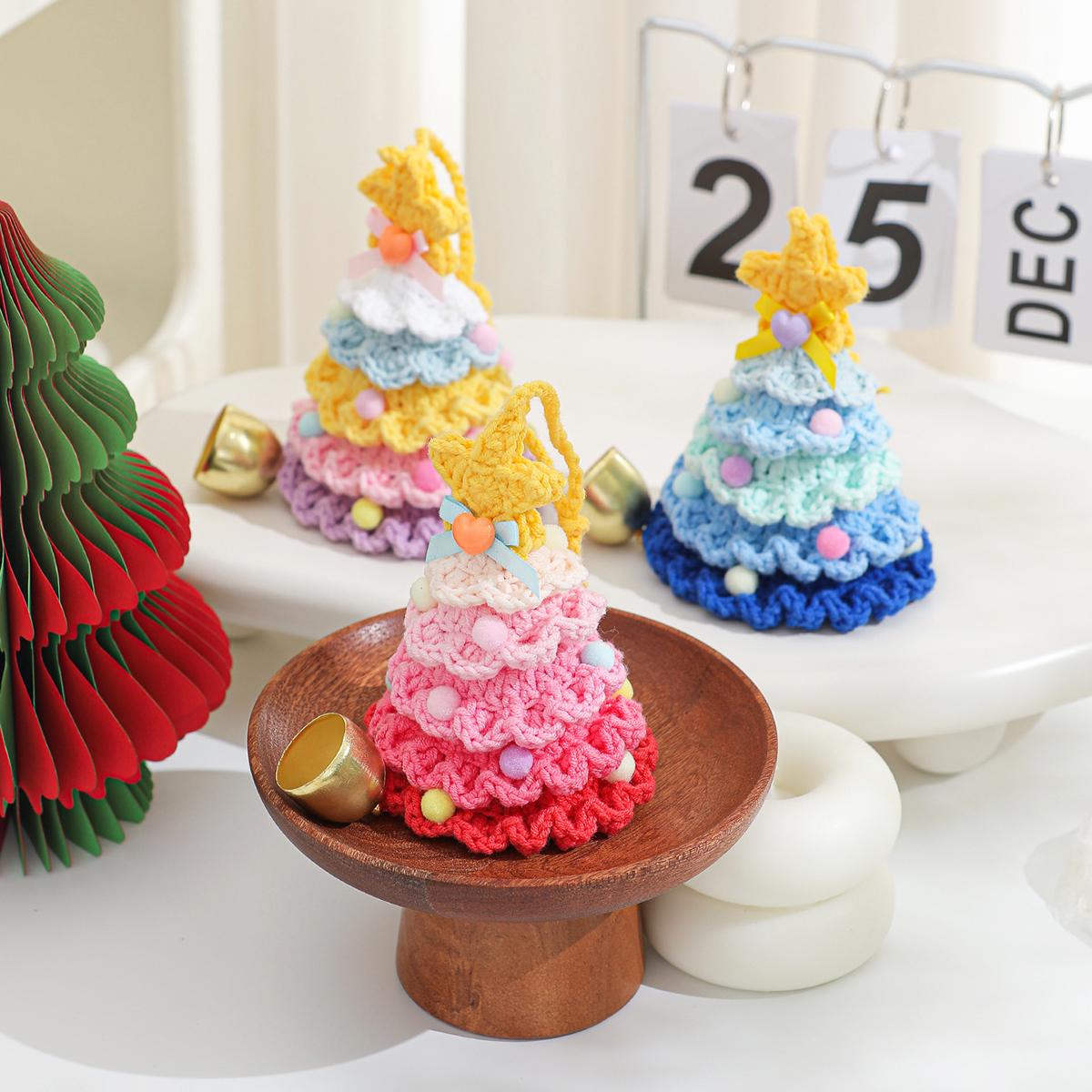 Hand-Knitted Cotton Christmas Tree Ornament: Festive Holiday Charm