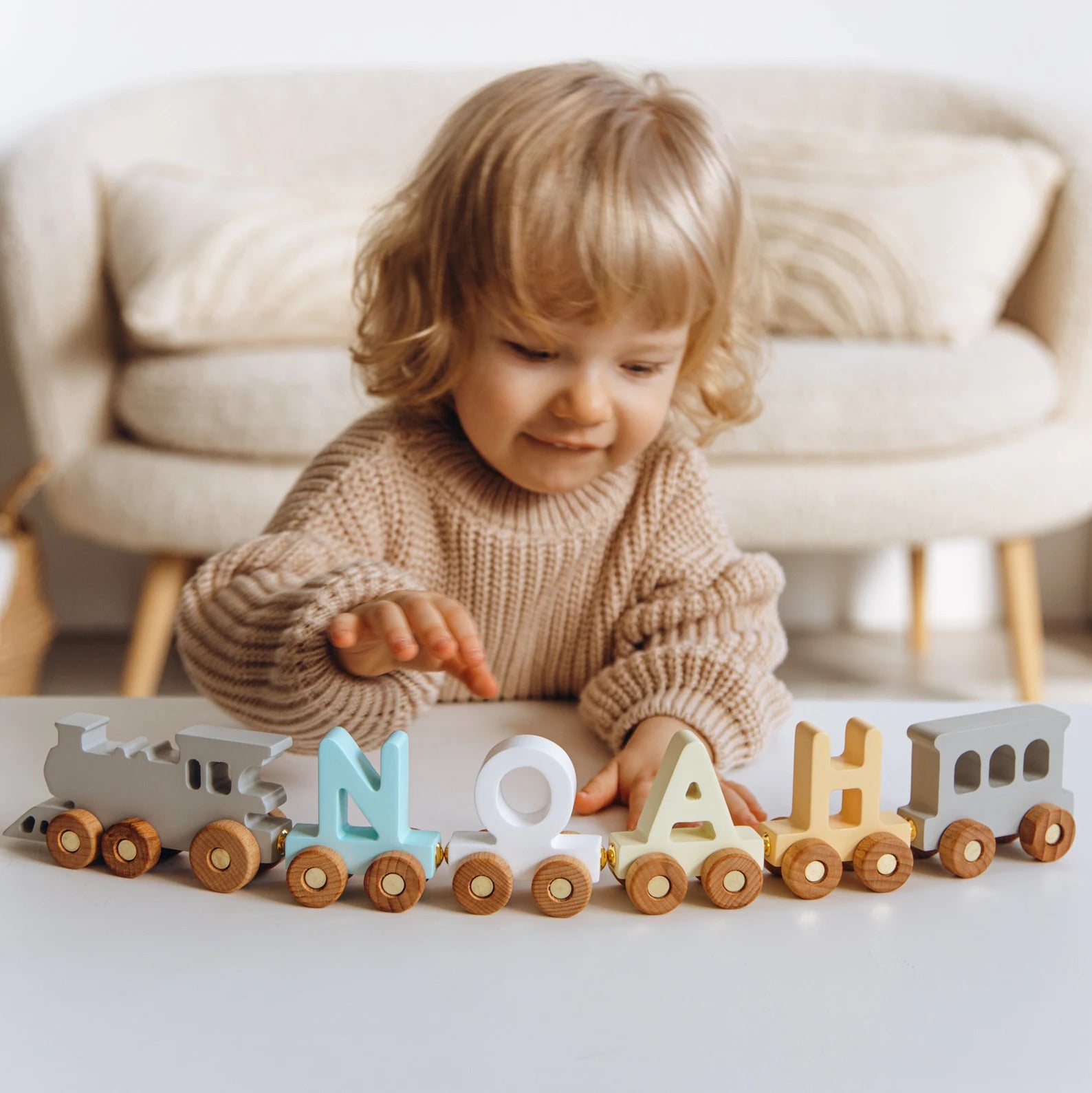 Personalized Train Name With Magnets First Birthday Gift Baby Toys Wooden Train With Railway Fidget Toys For Kids Nursery Decor
