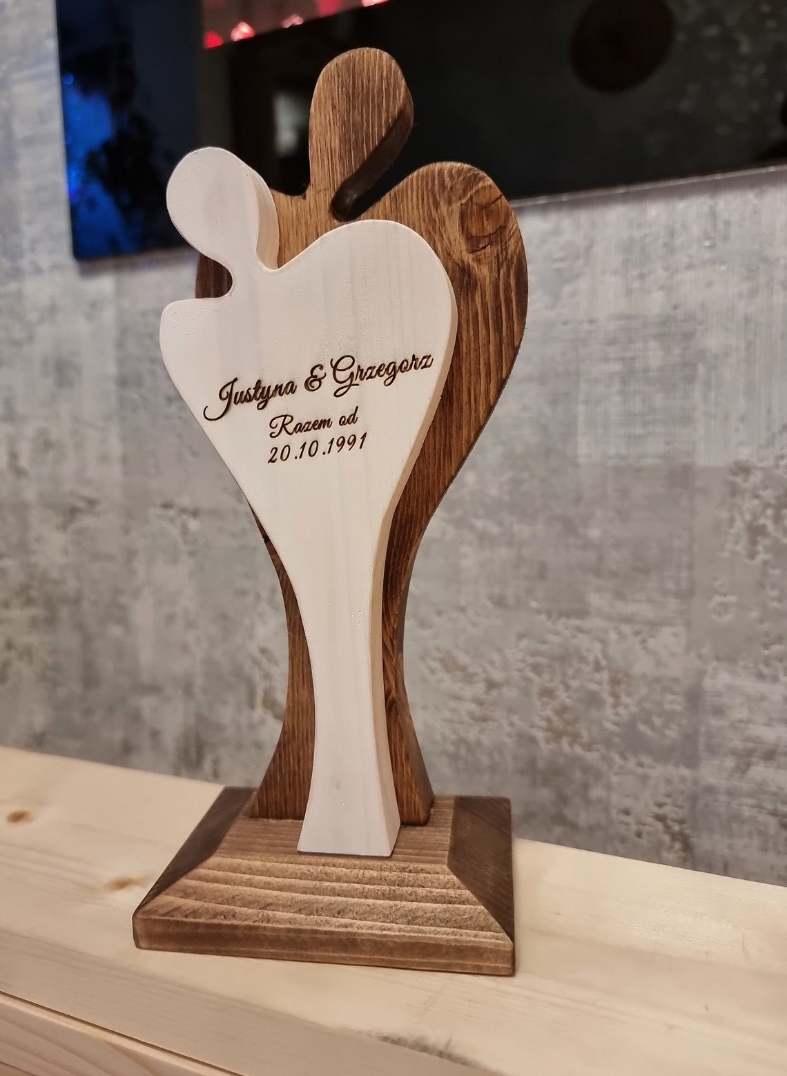 Personalized Wooden Sculpture, He and She Together Gift, Wedding, Anniversary, Valentine, Love, Always Forever