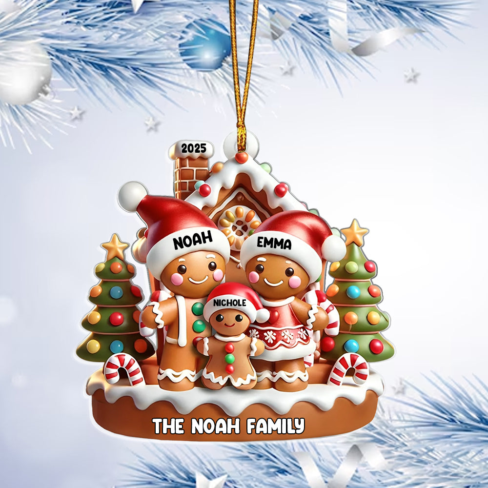 Sweet Cookie Man Family 3D Effect-Personalized Acrylic Ornament