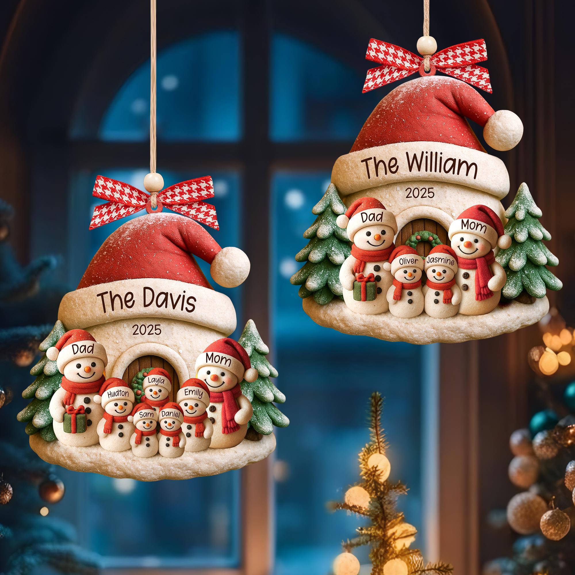 Personalized Snowman Ornament, Acrylic Family Christmas Tree Decor, Holiday Keepsake, Christmas Decor, Xmas Gift