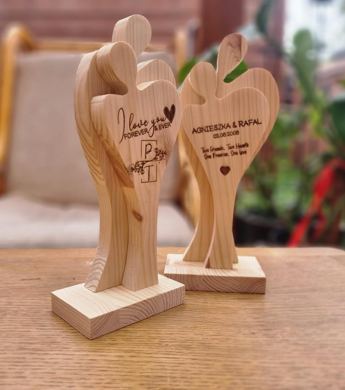 Personalised Handcrafted Wooden Couple Sculpture - A Symbol of Eternal Love, Gift For Wedding Anniversary