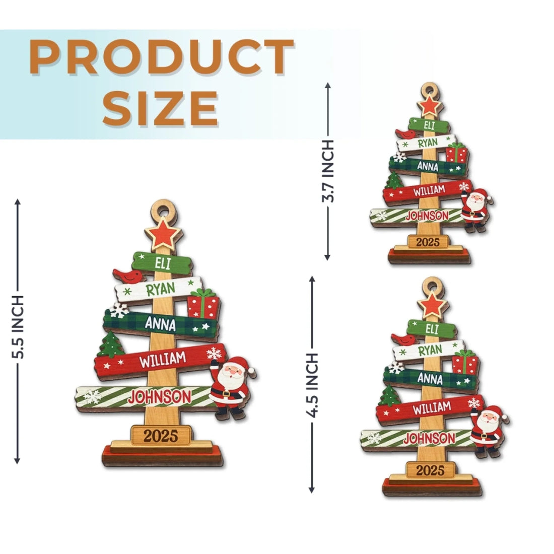 Our Family Christmas Tree Wooden Ornament - Personalized Christmas Gifts For Mom, Dad, Kids, Family