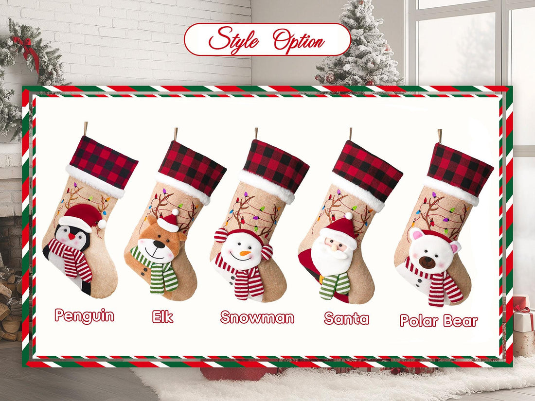 Personalized 3D Christmas Stockings, Custom Family Christmas Stockings, Holiday Decor, Embroidered Stockings With Name, Monogram Stocking
