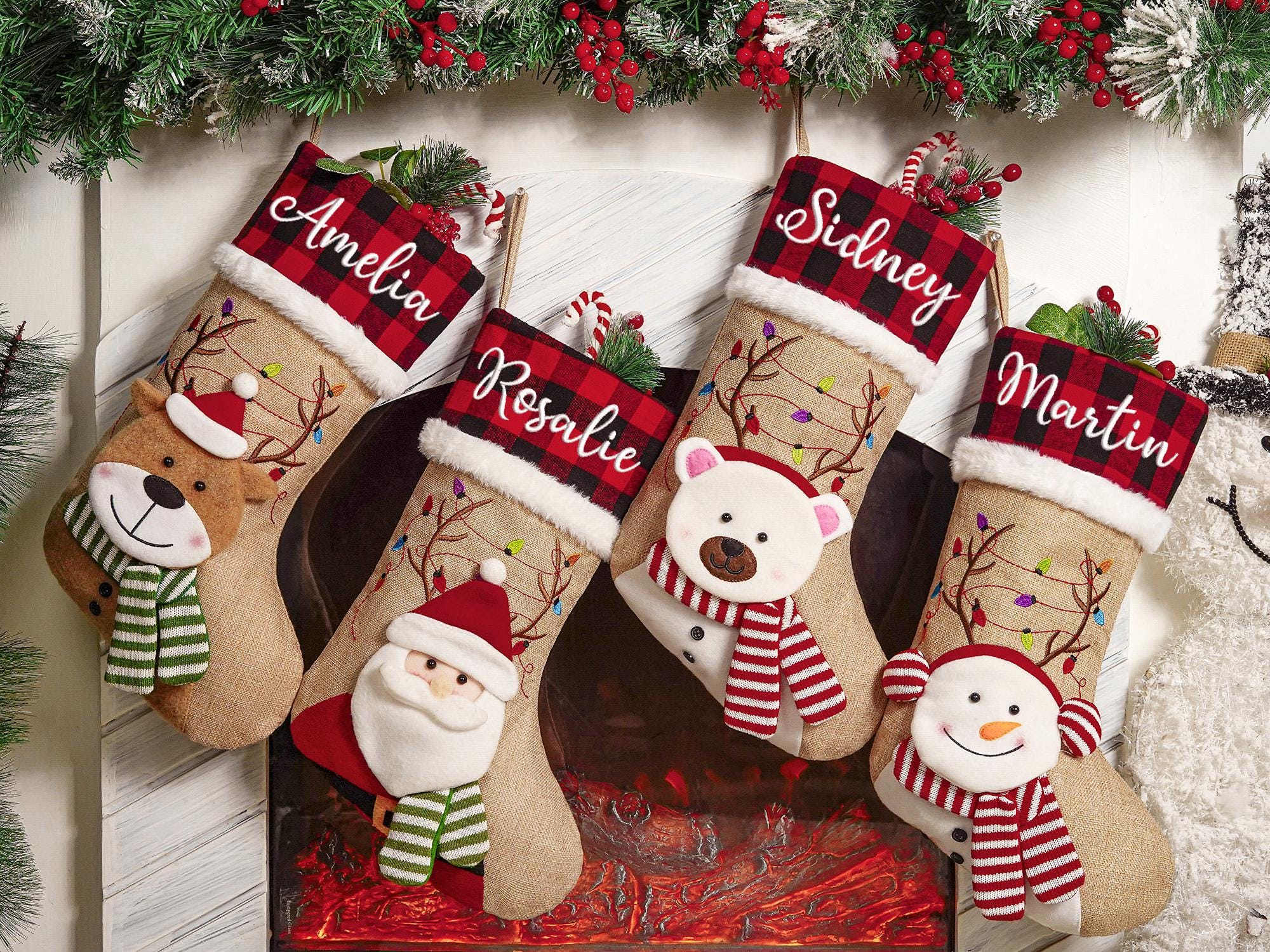 Personalized 3D Christmas Stockings, Custom Family Christmas Stockings, Holiday Decor, Embroidered Stockings With Name, Monogram Stocking
