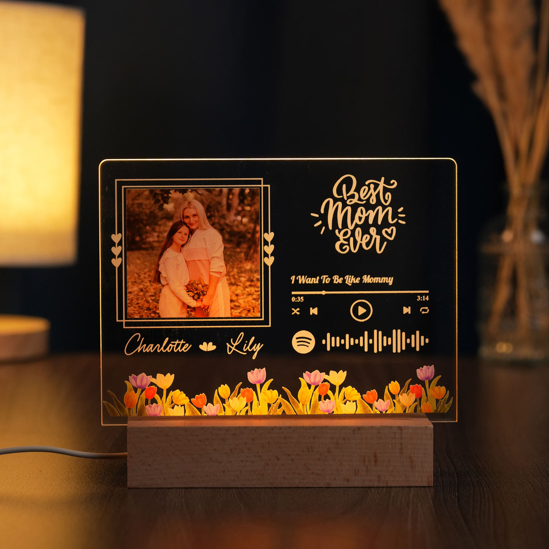 Custom LED Light Frame - Personalized Spotify Music Plaque with Photo & Song