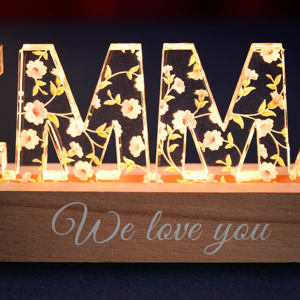 Personalized Acrylic LED Light - Floral Name Sign