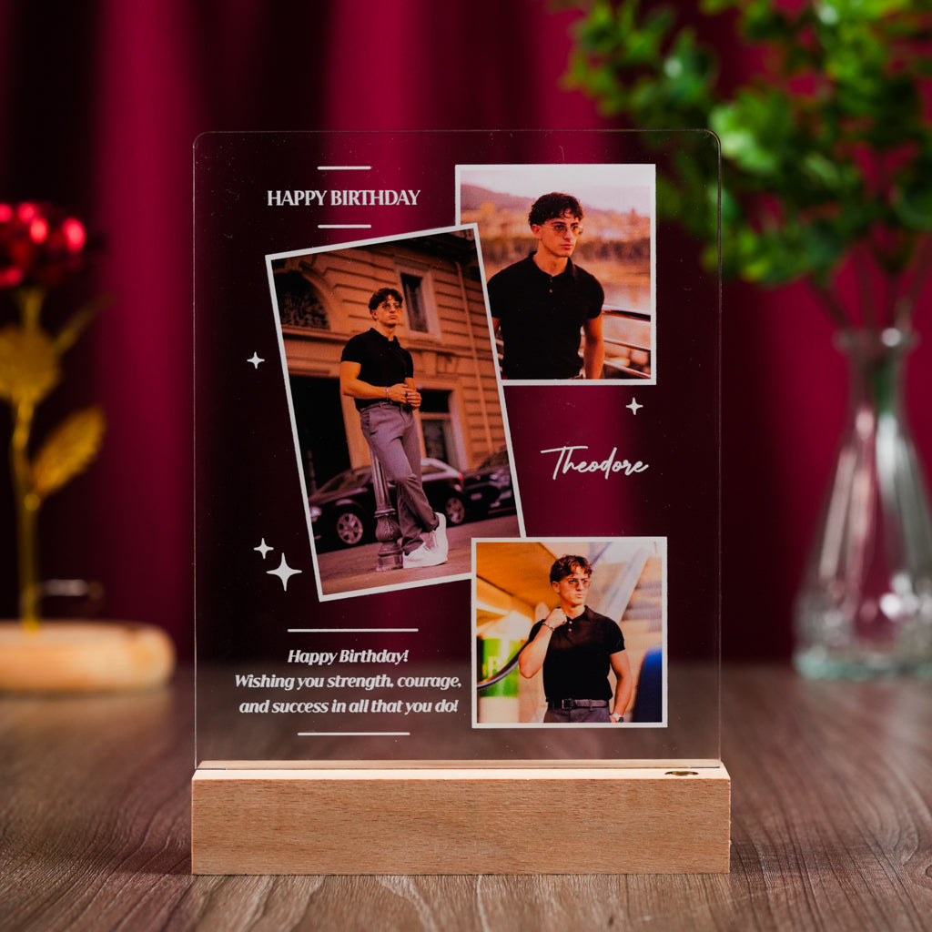 Personalized Birthday LED Photo Plaque – Custom Name & Message