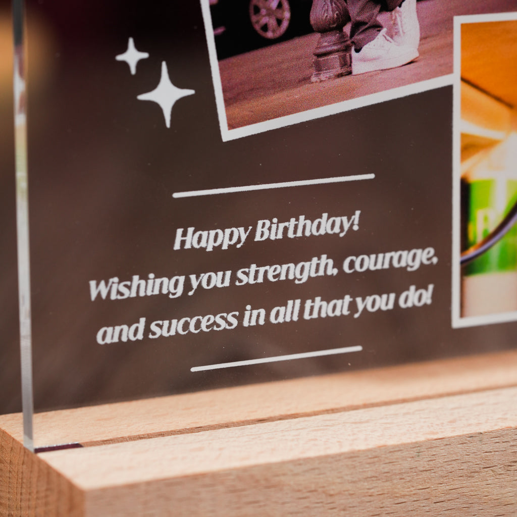 Personalized Birthday LED Photo Plaque – Custom Name & Message