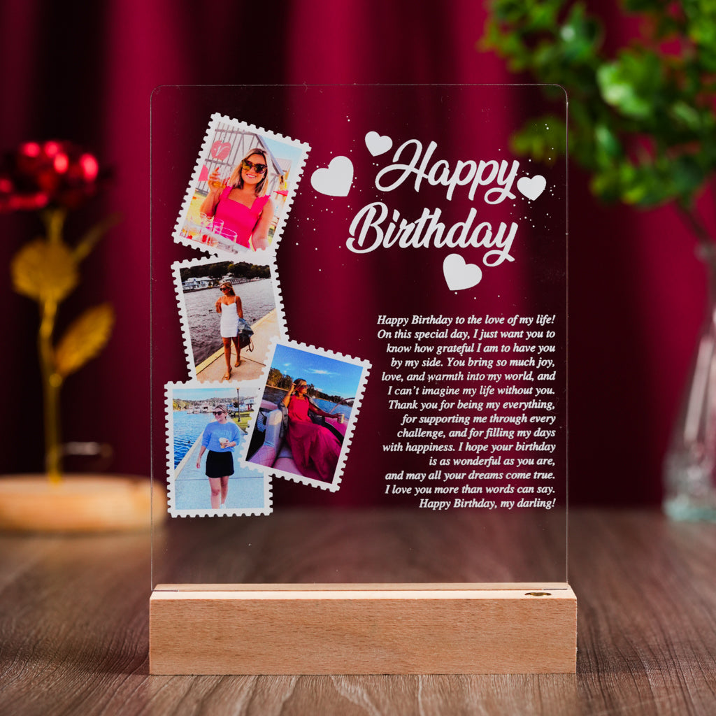 Personalized Birthday Plaque with Photos & Love Letter