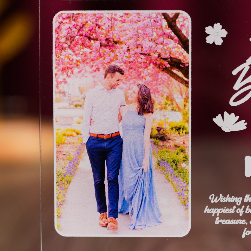 Custom LED Light Frame - Personalized Floral Birthday Acrylic