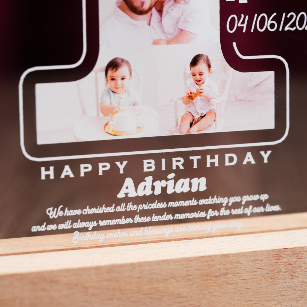 Custom Kids Birthday LED Photo Plaque – Personalized Age & Name