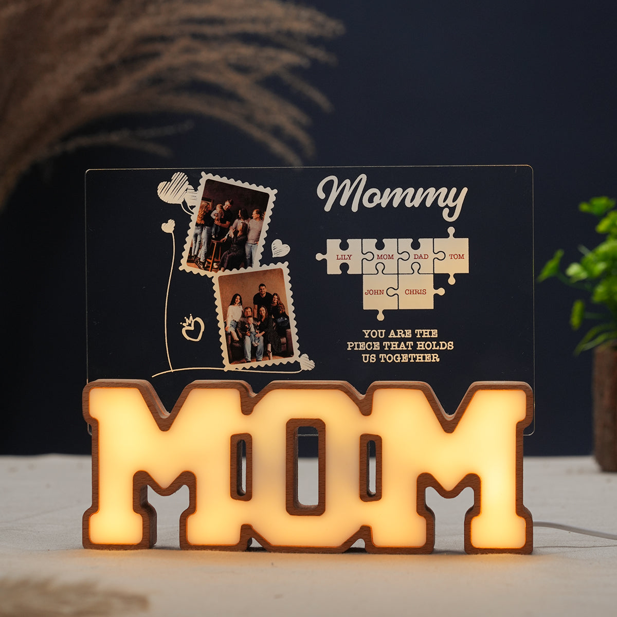 Personalized MOM Letter Night Light – The Piece That Holds Us Together