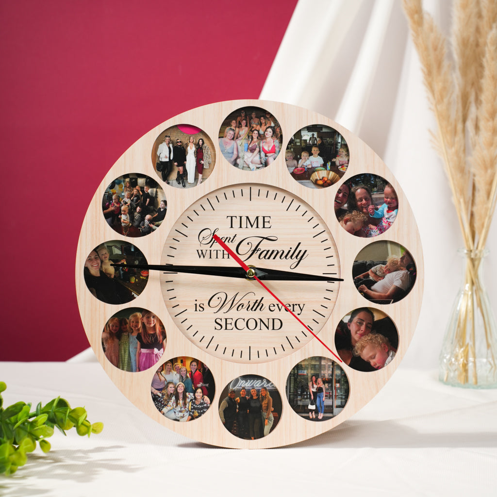 Wooden Clock Personalized Photos - Perfect Gift For Family & Couple