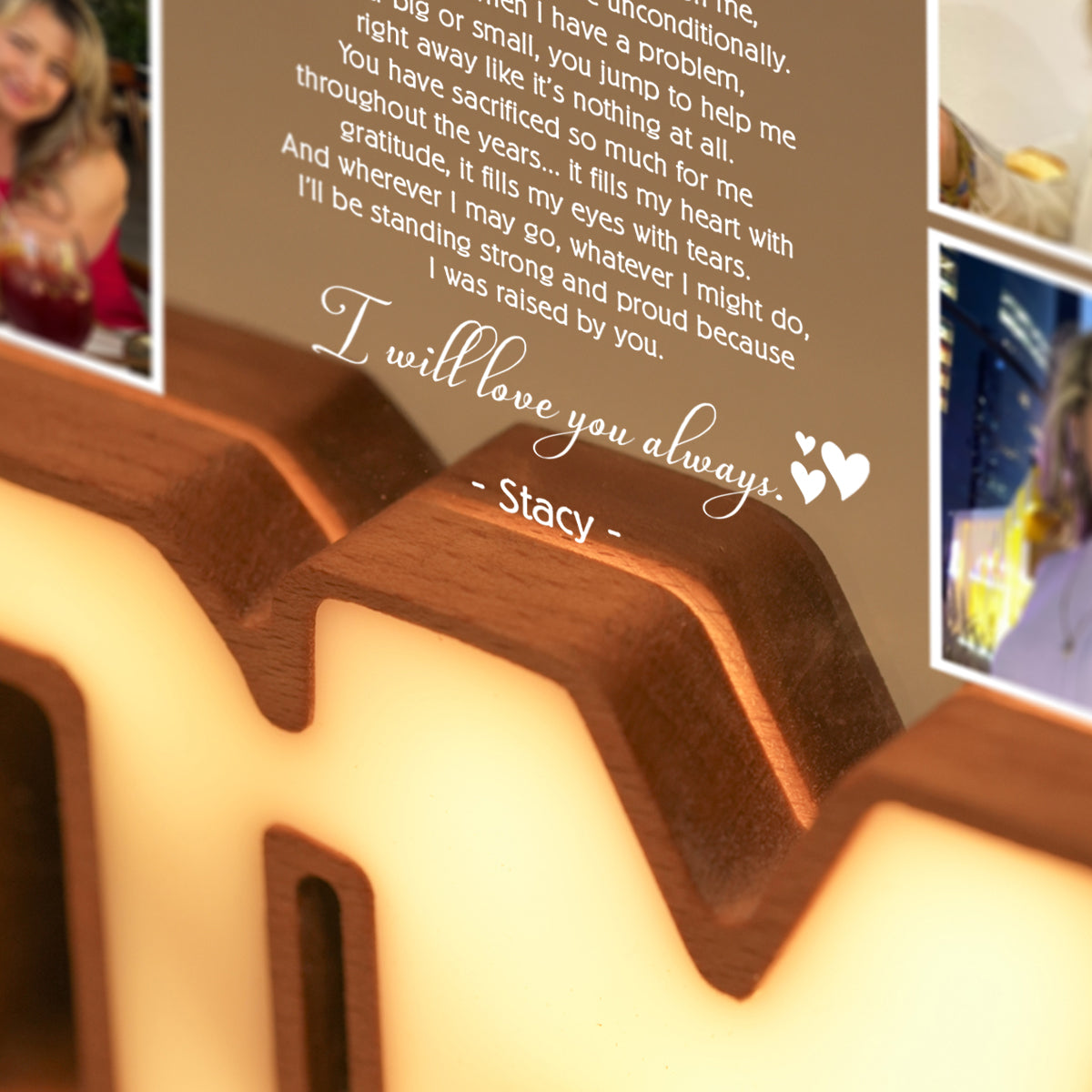 Personalized MOM Letter Night Light - A Message to Mom from the Heart