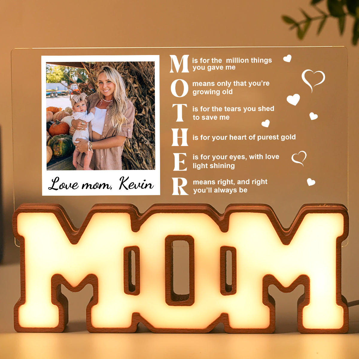 Personalized MOM Letter Night Light - Mother Meaning