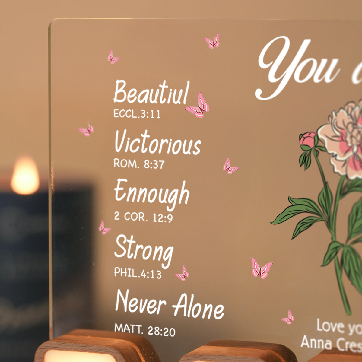 Personalized MOM Letter Night Light - Mother Flower