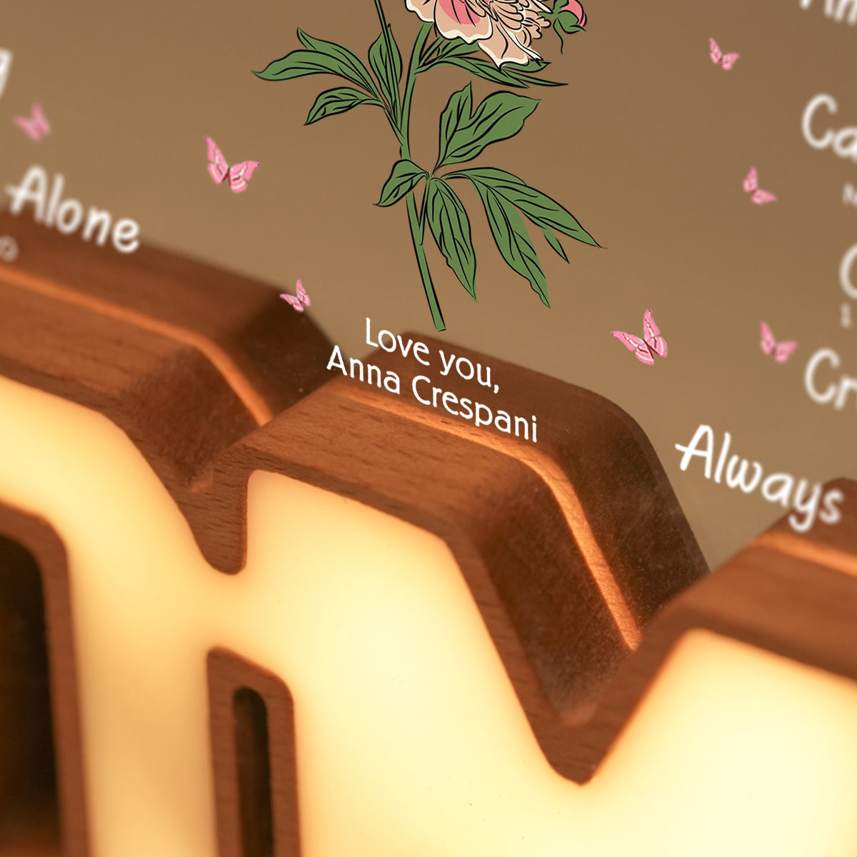 Personalized MOM Letter Night Light - Mother Flower