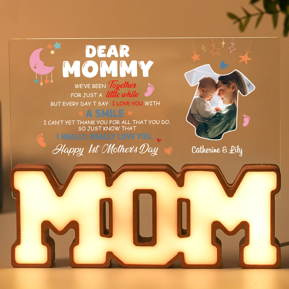Personalized MOM Letter Night Light - Happy First Mother's Day