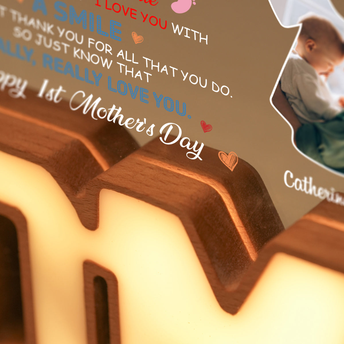 Personalized MOM Letter Night Light - Happy First Mother's Day