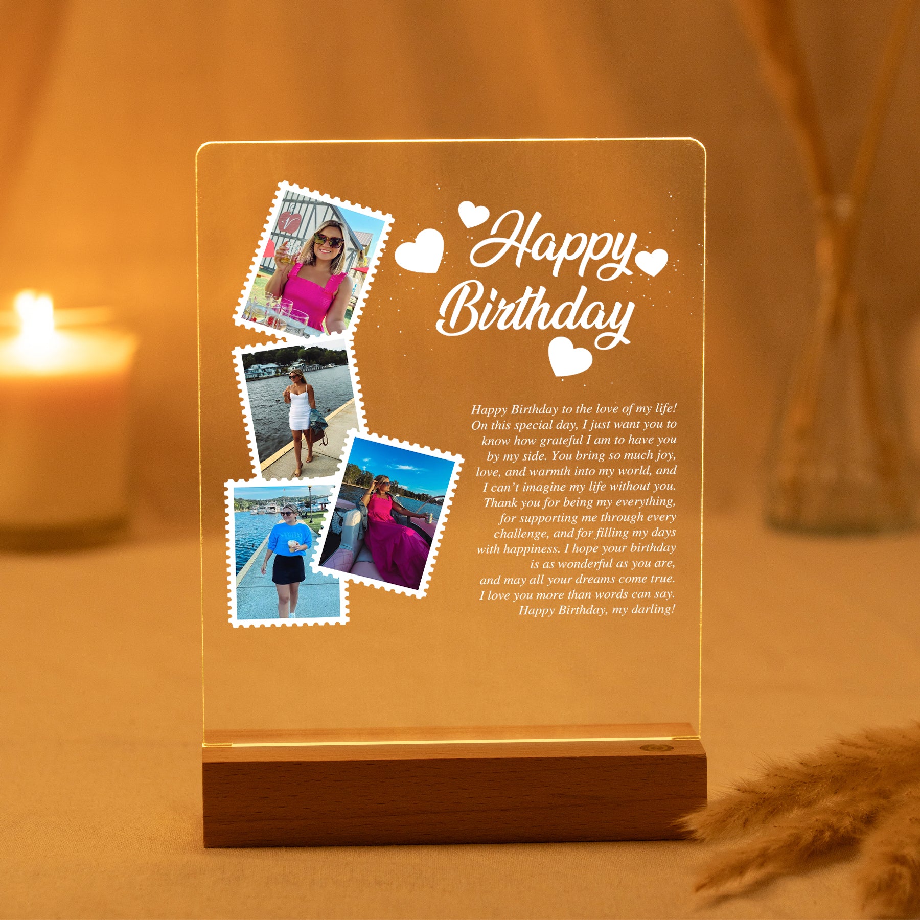 Personalized Birthday Plaque with Photos & Love Letter
