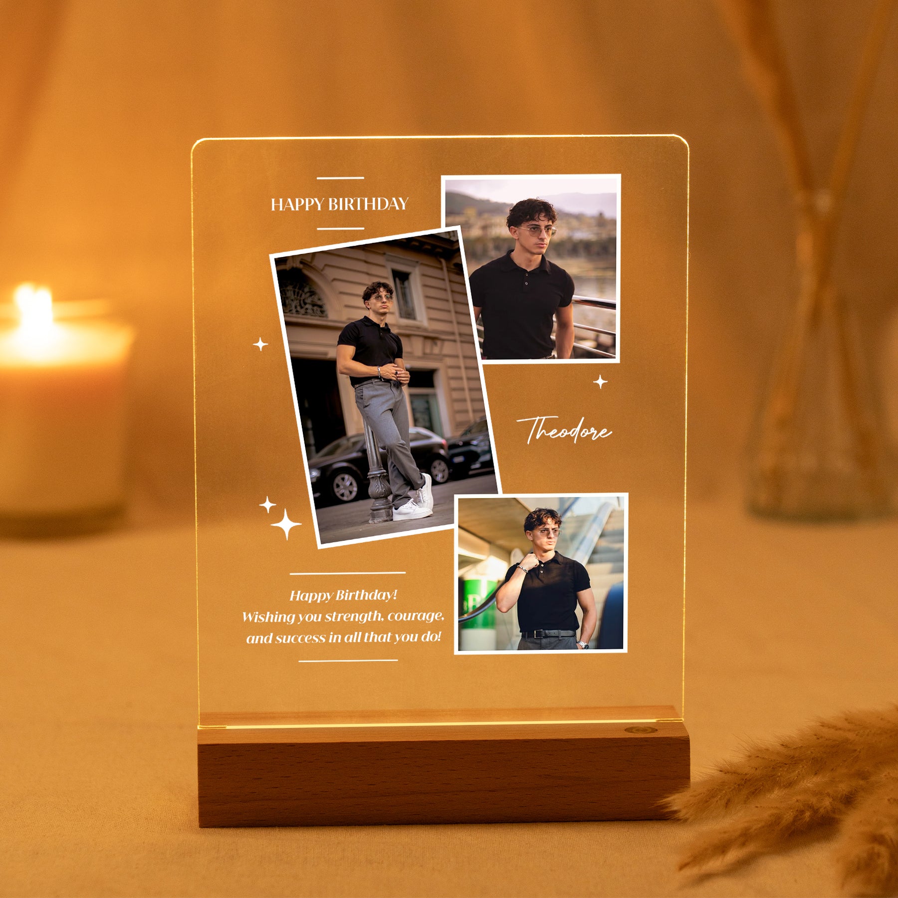 Personalized Birthday LED Photo Plaque – Custom Name & Message