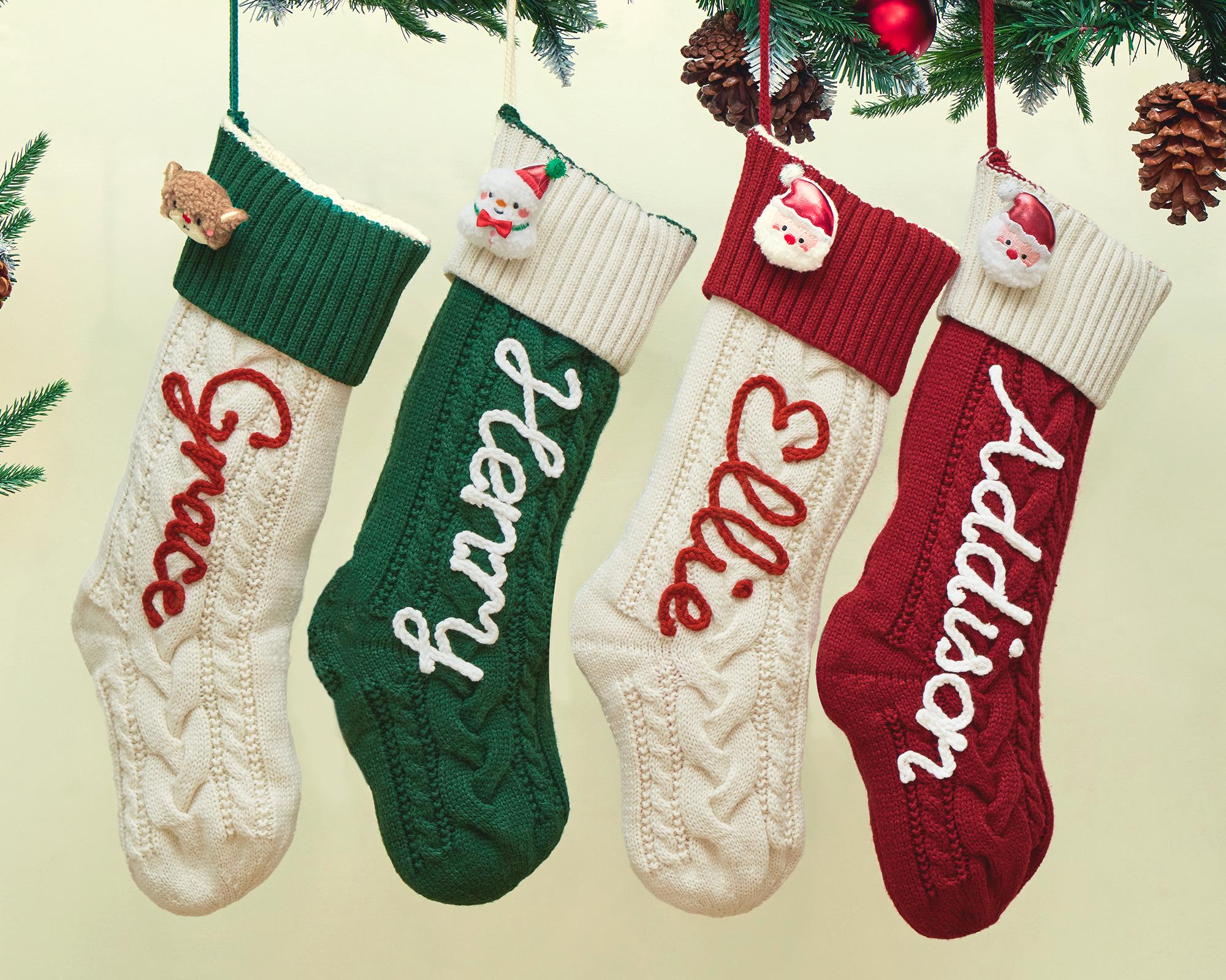 Personalized Christmas Stockings with name, Custom Knitted Stocking,Family Christmas Stockings