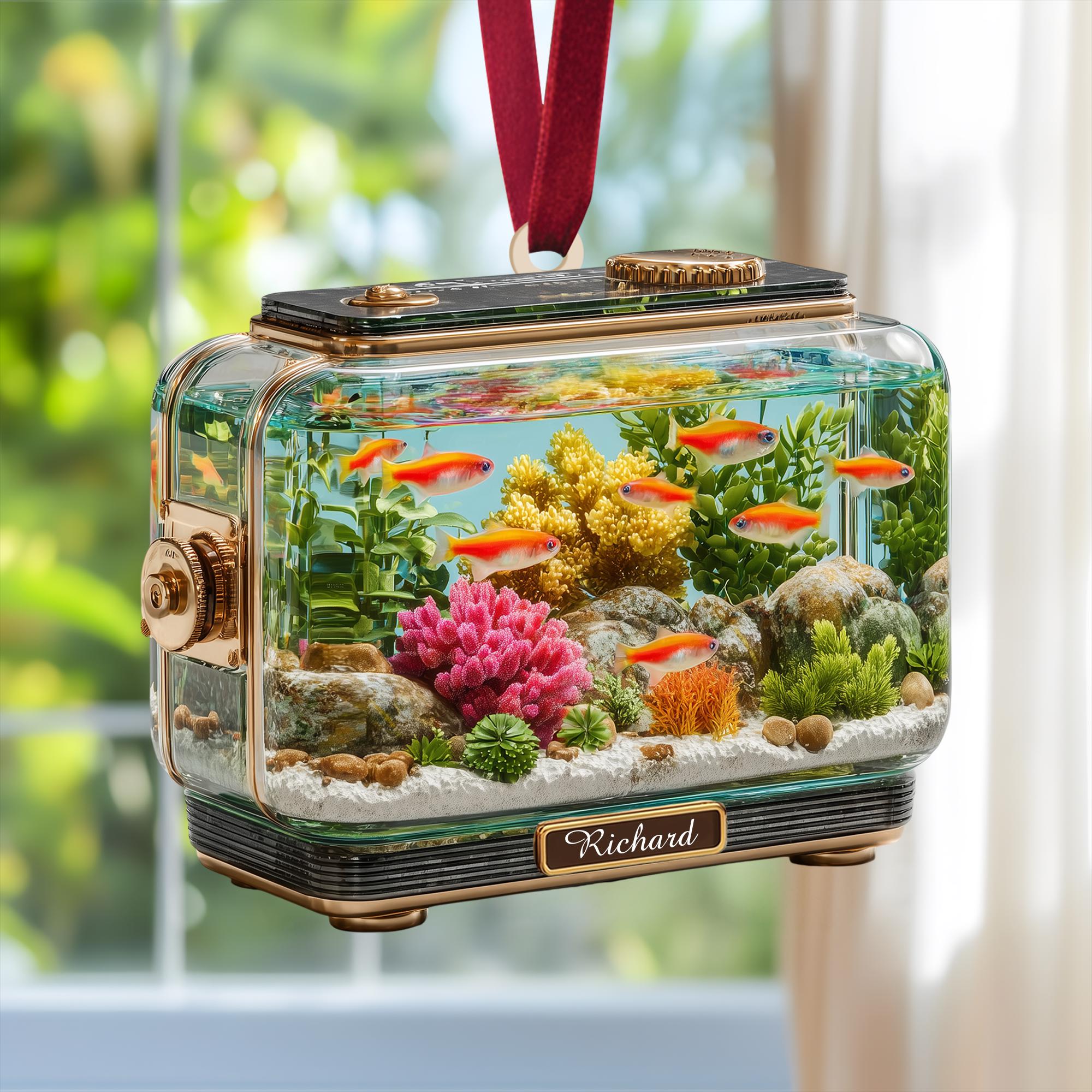 Personalized Retro Aquarium Fish Tank Acrylic Christmas Ornament - Xmas Decor Gift for Fish Lovers, Gift for Office or Home Decor 2025