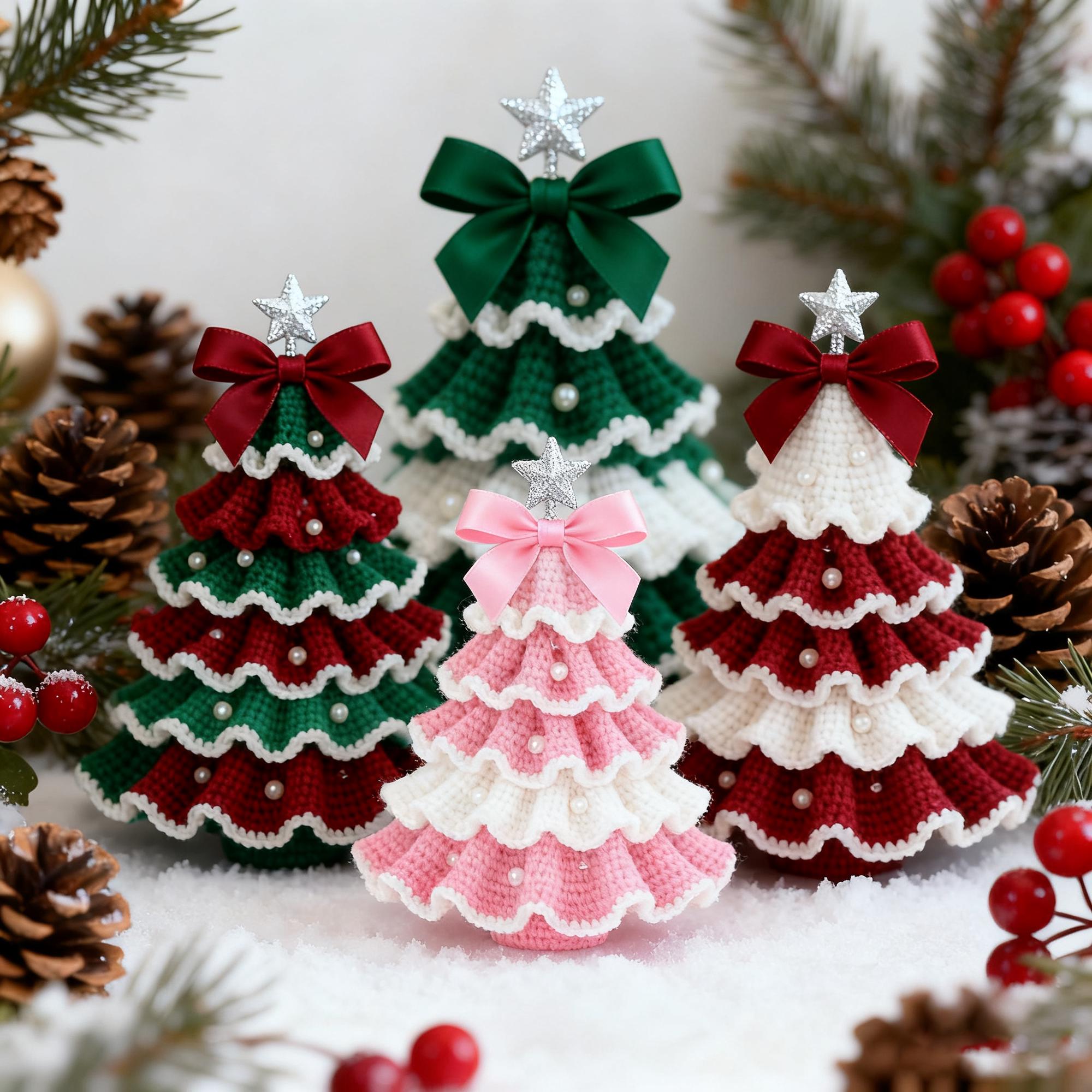 Crochet Christmas Tree Kit, Handmade Crochet Ornament Kit, Holiday Home Decor