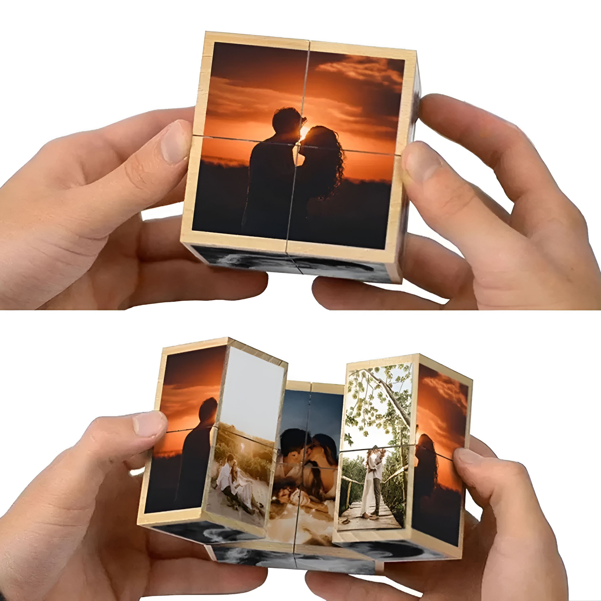 Custom Photo Cube, Photo Cube Album, Wooden and personalized, gift for him her
