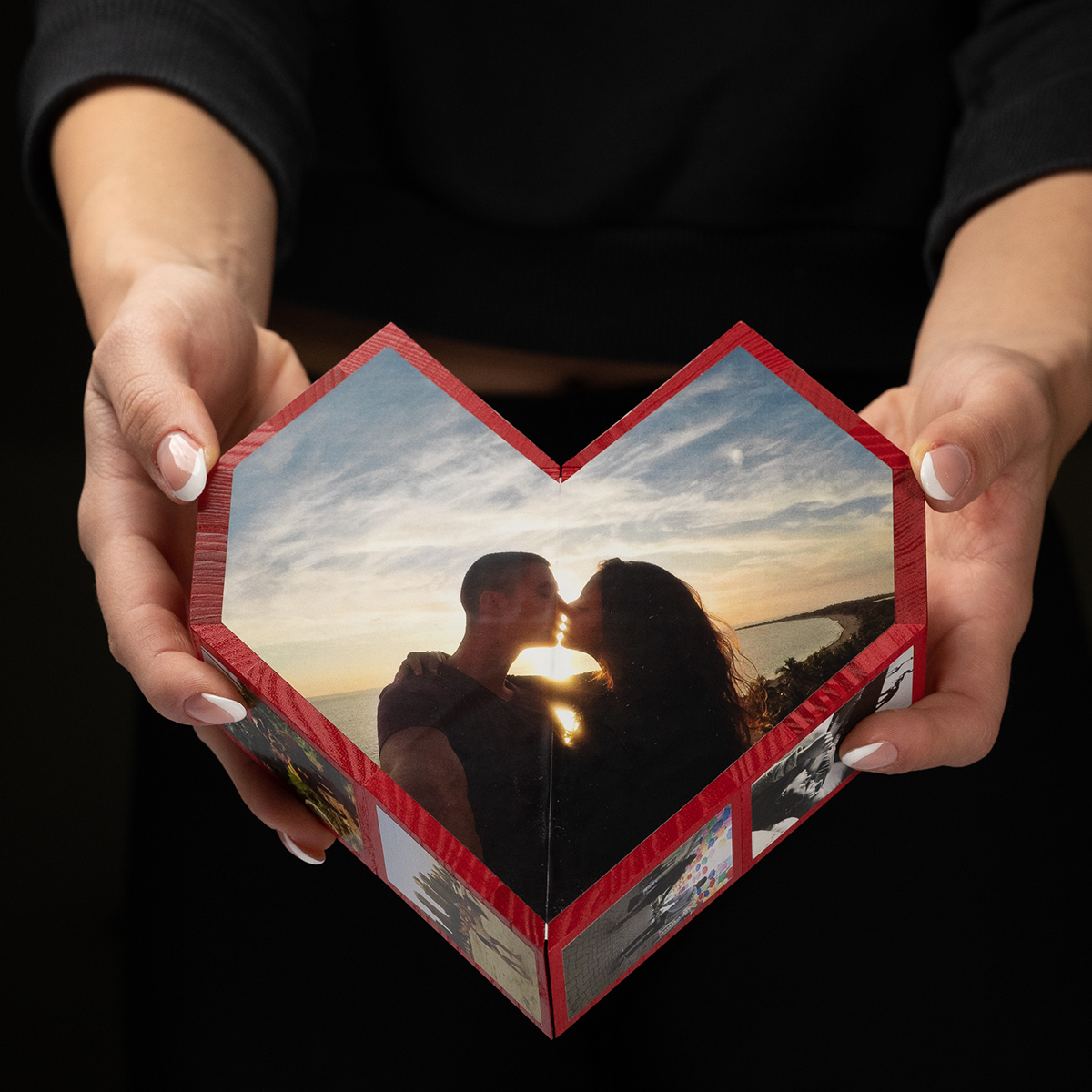Custom Heart Photo Cube, Heart Photo Cube Album, Best Gift for Valentine, gift for him her