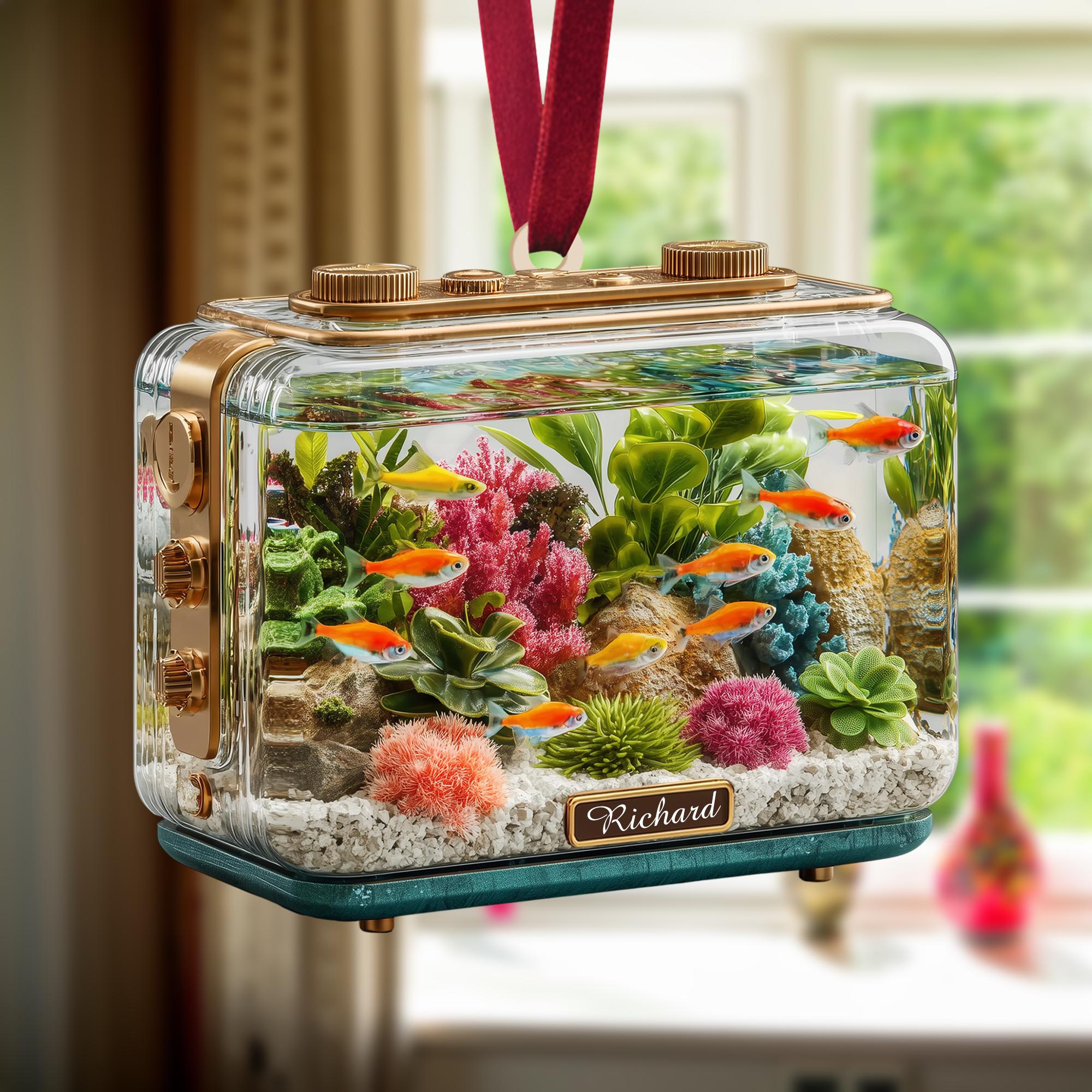 Personalized Retro Aquarium Fish Tank Acrylic Christmas Ornament - Xmas Decor Gift for Fish Lovers, Gift for Office or Home Decor 2025