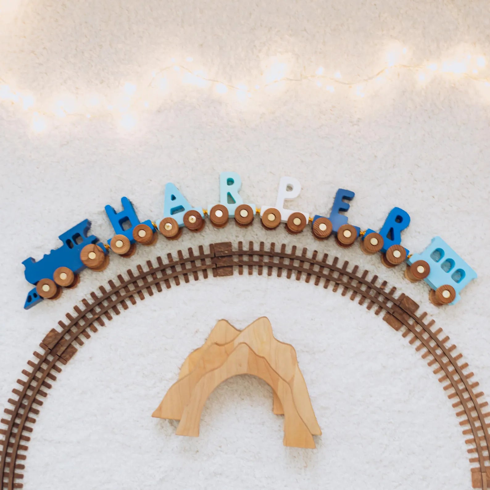 Personalized Train Name With Magnets First Birthday Gift Baby Toys Wooden Train With Railway Fidget Toys For Kids Nursery Decor