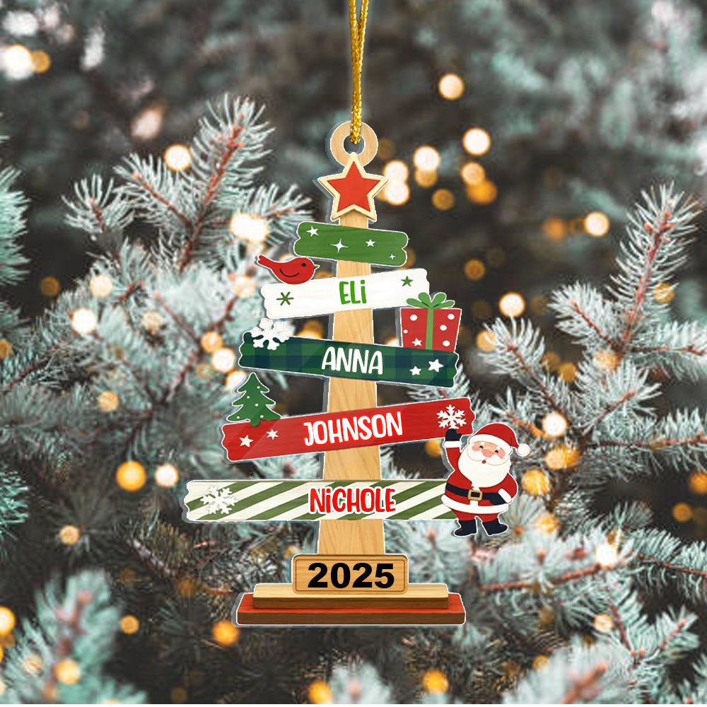 Our Family Christmas Tree Acrylic Ornament - Personalized Christmas Gifts For Mom, Dad, Kids, Family