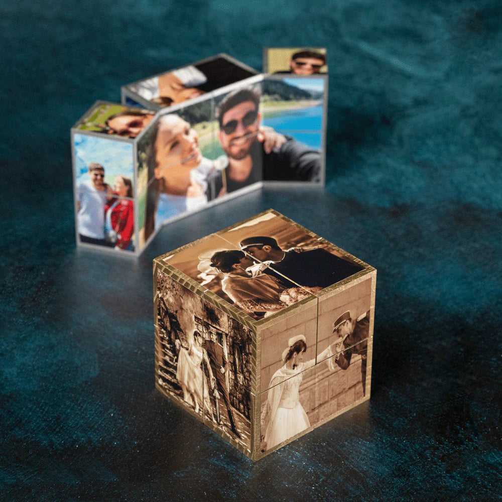 Custom Photo Cube, Photo Cube Album, Wooden and personalized, gift for him her