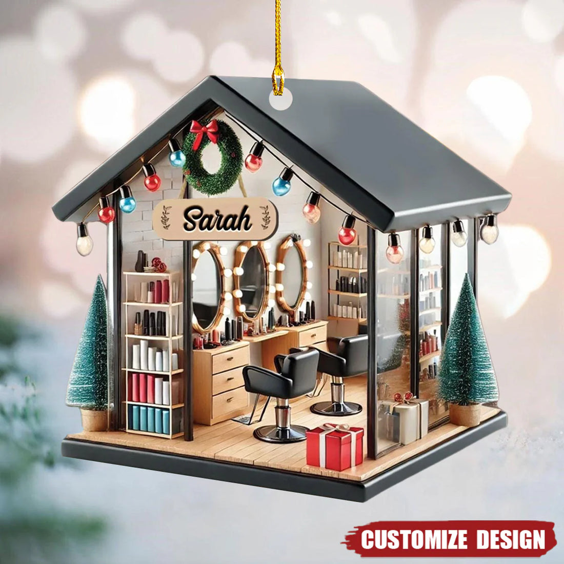 2025 New Release Personalized Hair Salon Acrylic Ornament Gift For Hairdresser