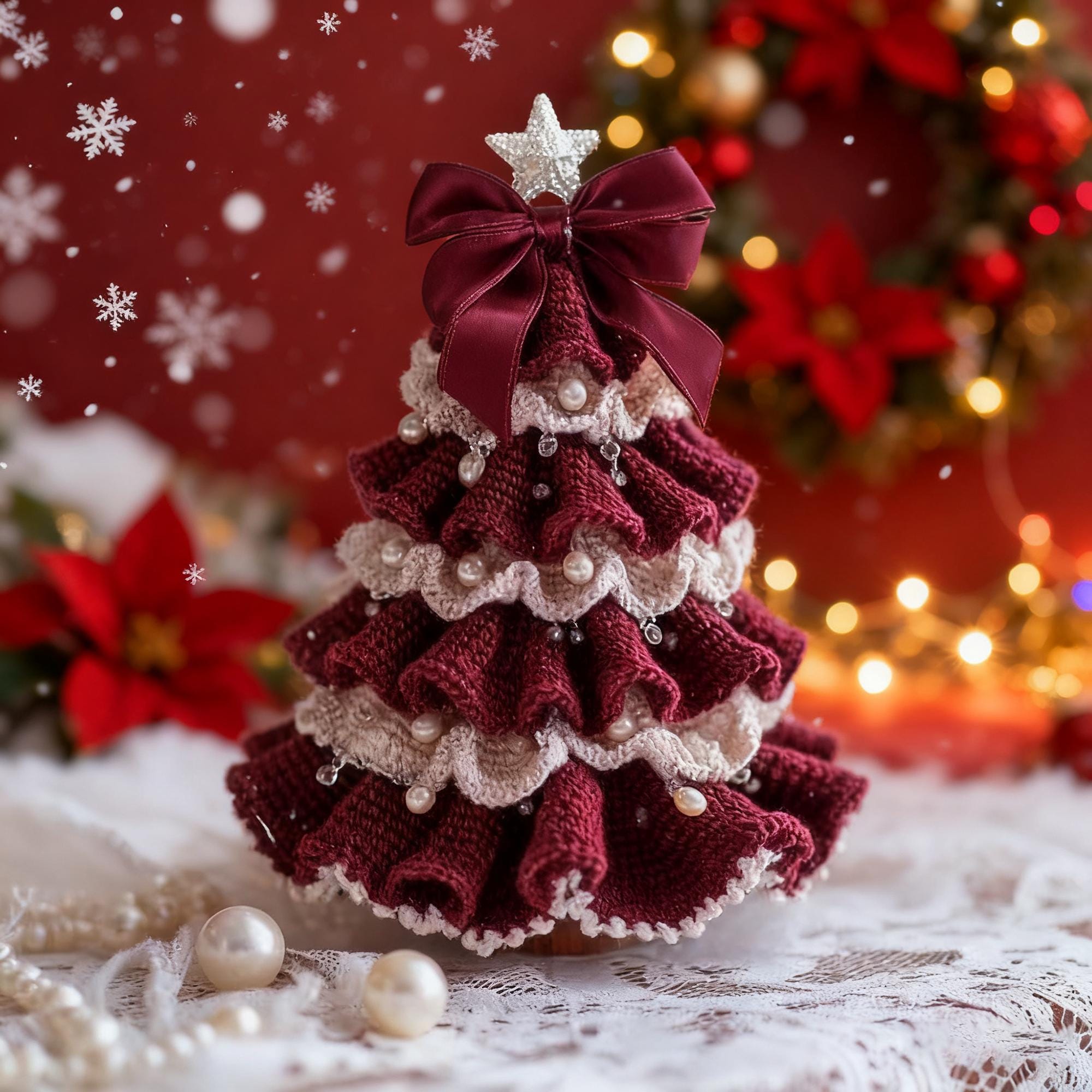 Crochet Christmas Tree Kit, Handmade Crochet Ornament Kit, Holiday Home Decor