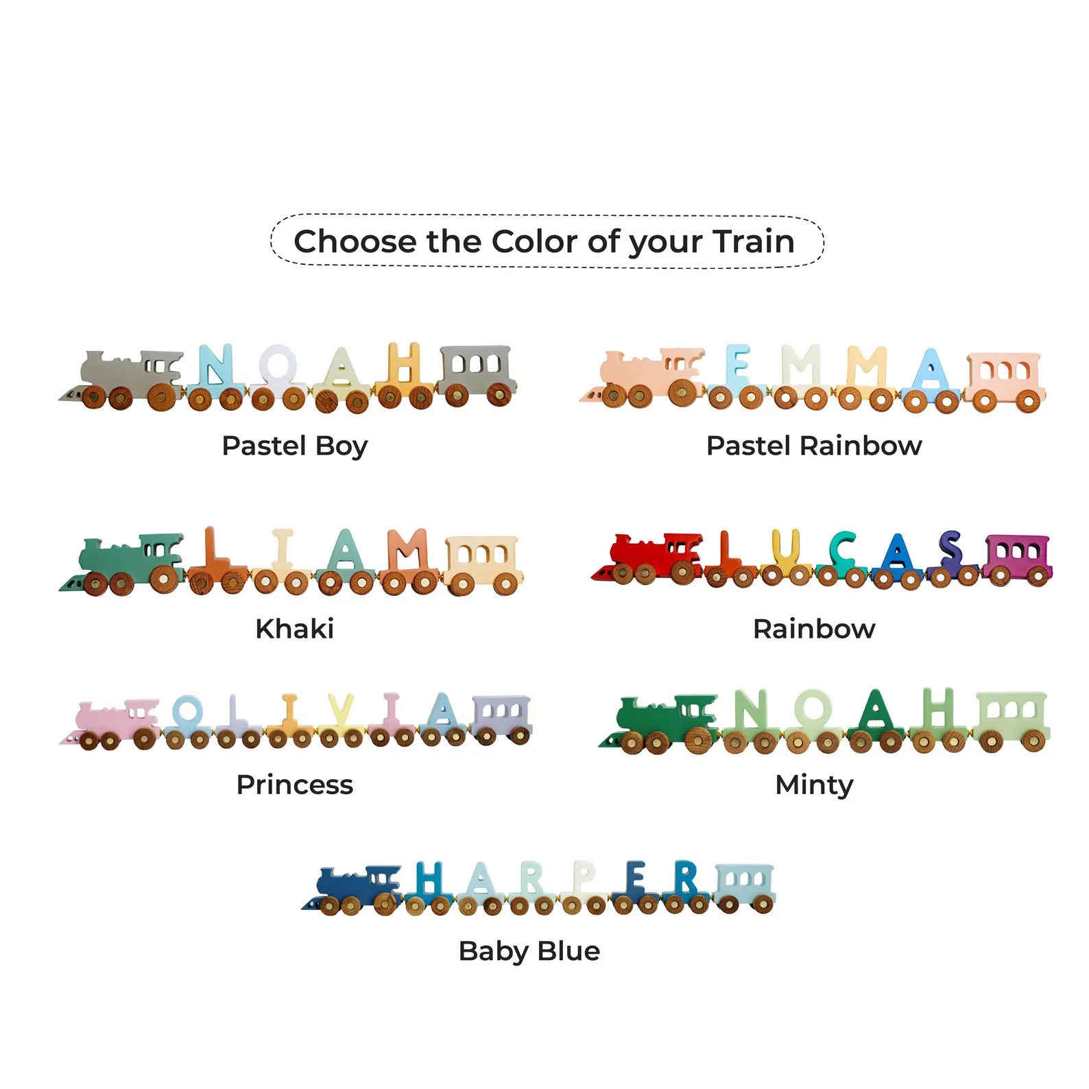 Personalized Train Name With Magnets First Birthday Gift Baby Toys Wooden Train With Railway Fidget Toys For Kids Nursery Decor