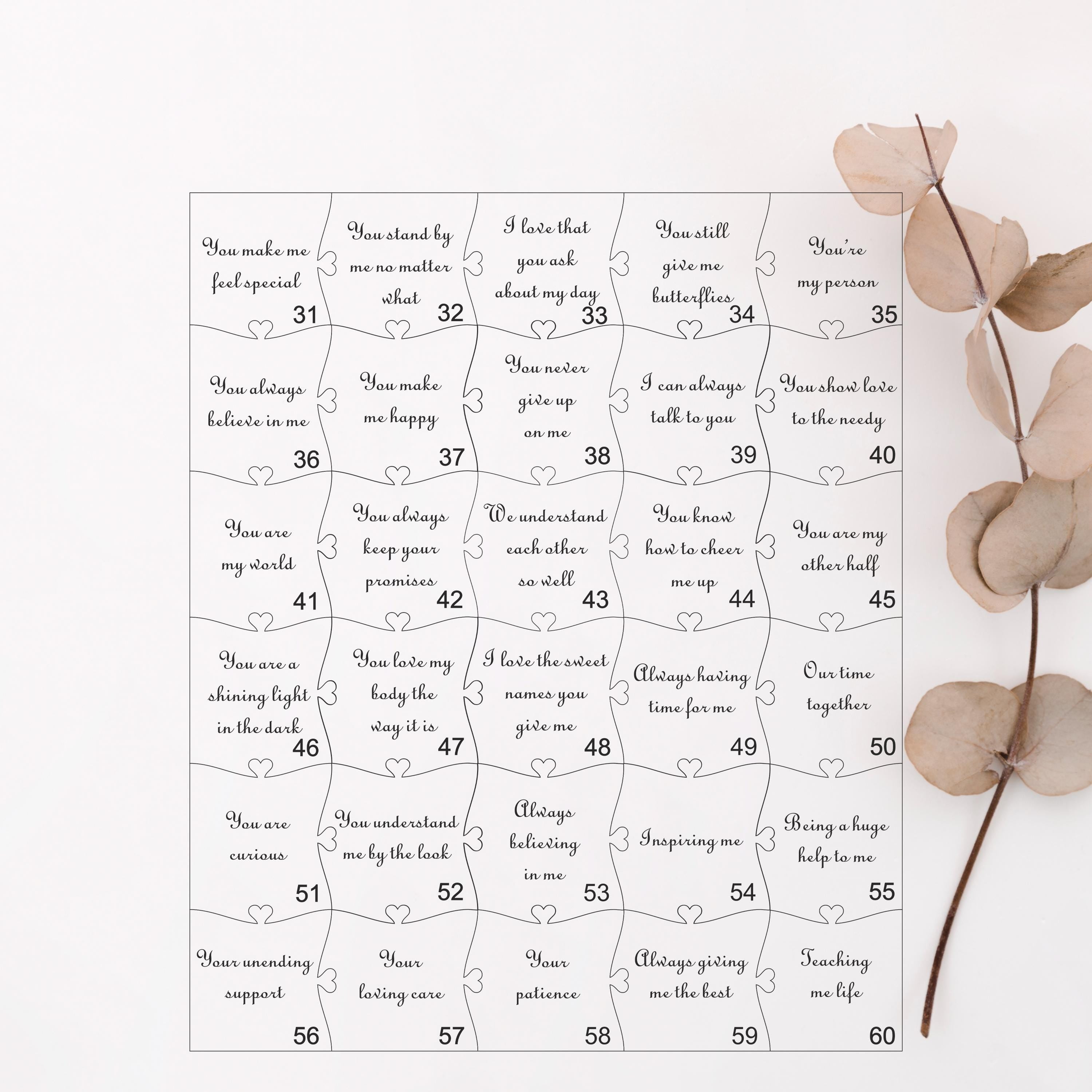 12 Reasons Why I Love You Unique Wooden Puzzle Valentine Gifts for Him Fathers Day Gift For Her Gift For Dad Wedding Gift