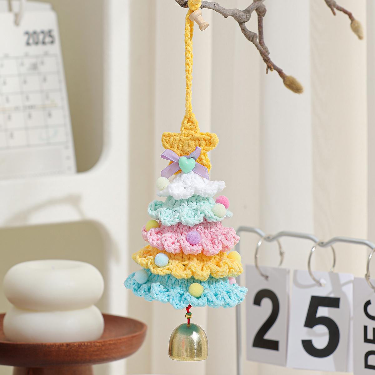 Hand-Knitted Cotton Christmas Tree Ornament: Festive Holiday Charm