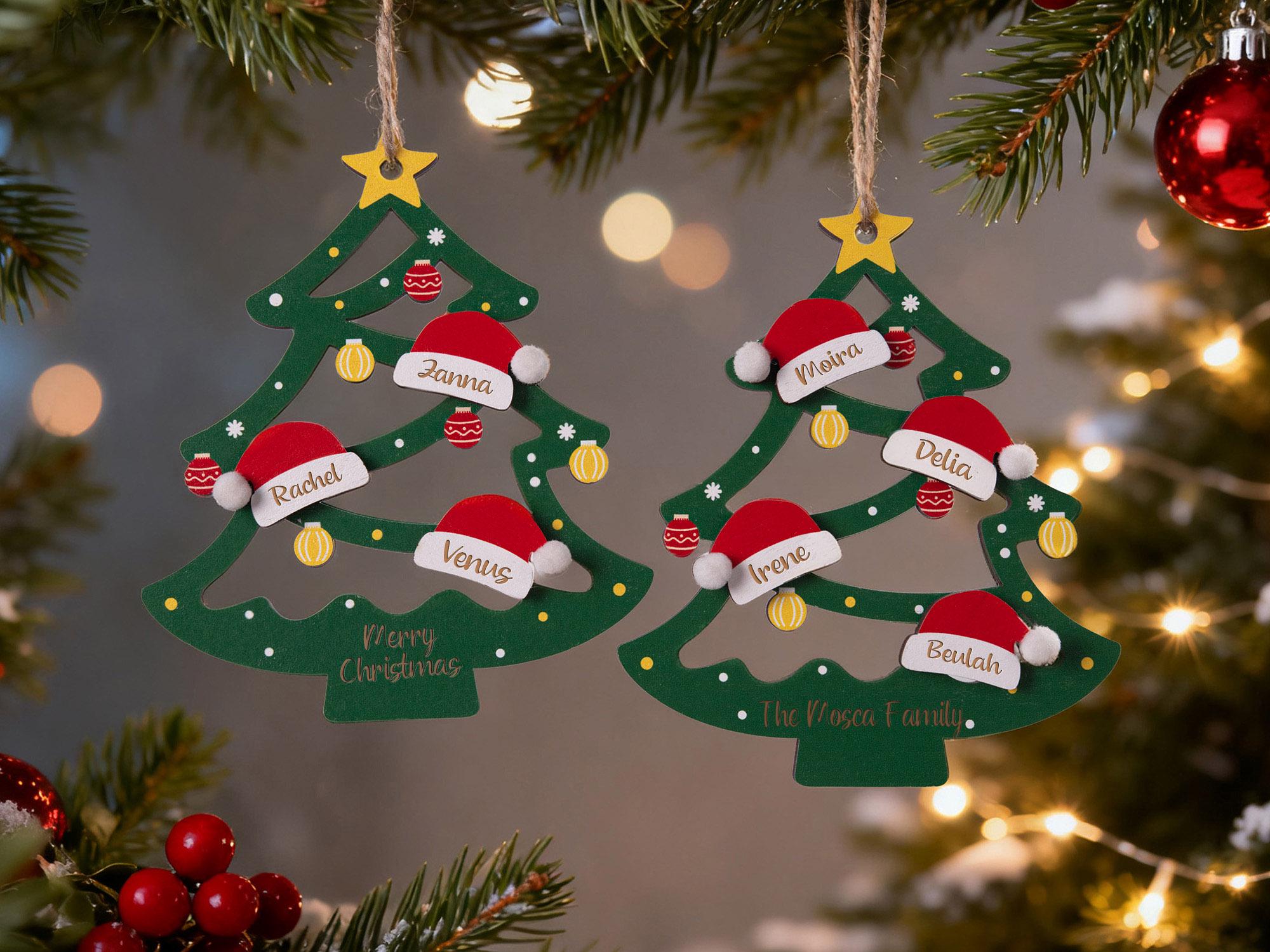 2025 Christmas Ornament, Custom Wooden Family Christmas Tree Ornament, Engraved Ornament, Family Christmas Gift