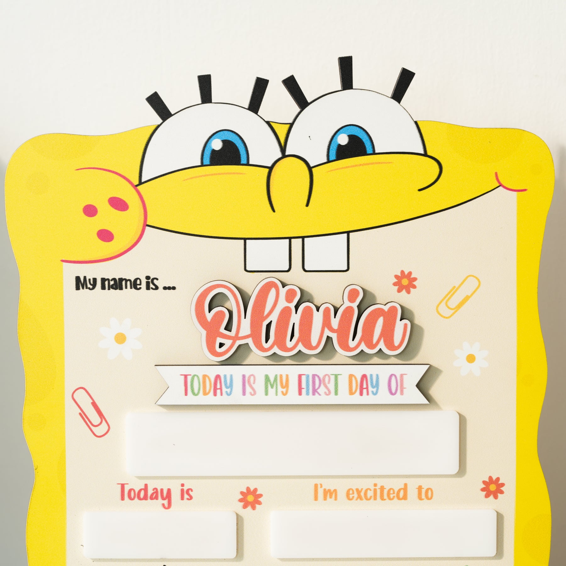 Back to School Sign Sponge, Custom Kids School Board Sign