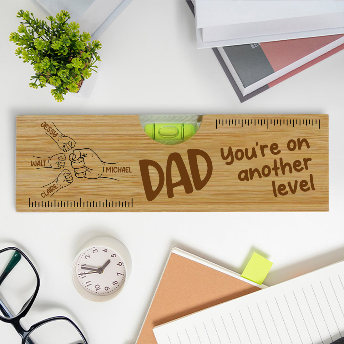 Dad Fist Bump - Personalized Wooden Spirit Level Bottle Opener