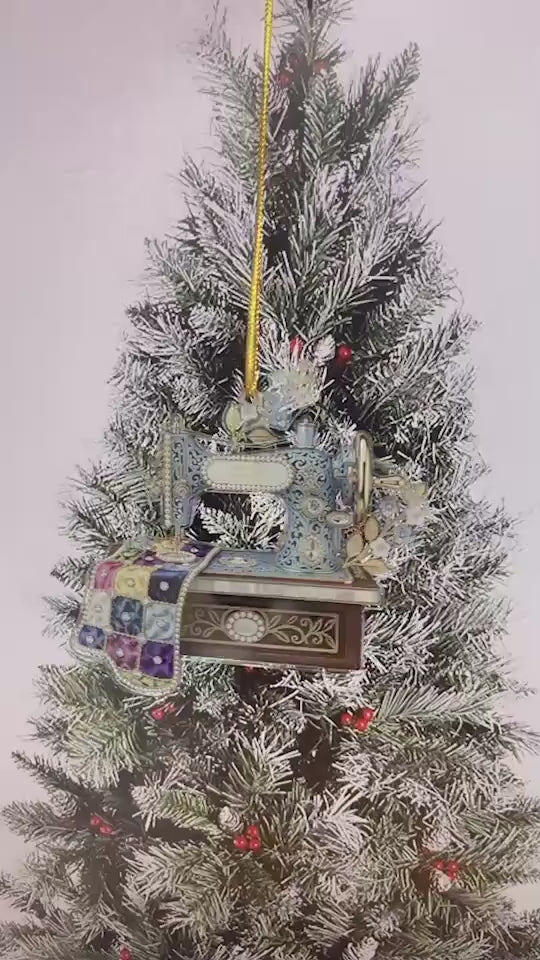 Personalized Sewing Machine Ornament, Custom Quilter Christmas Decor, Quilting Studio Decor