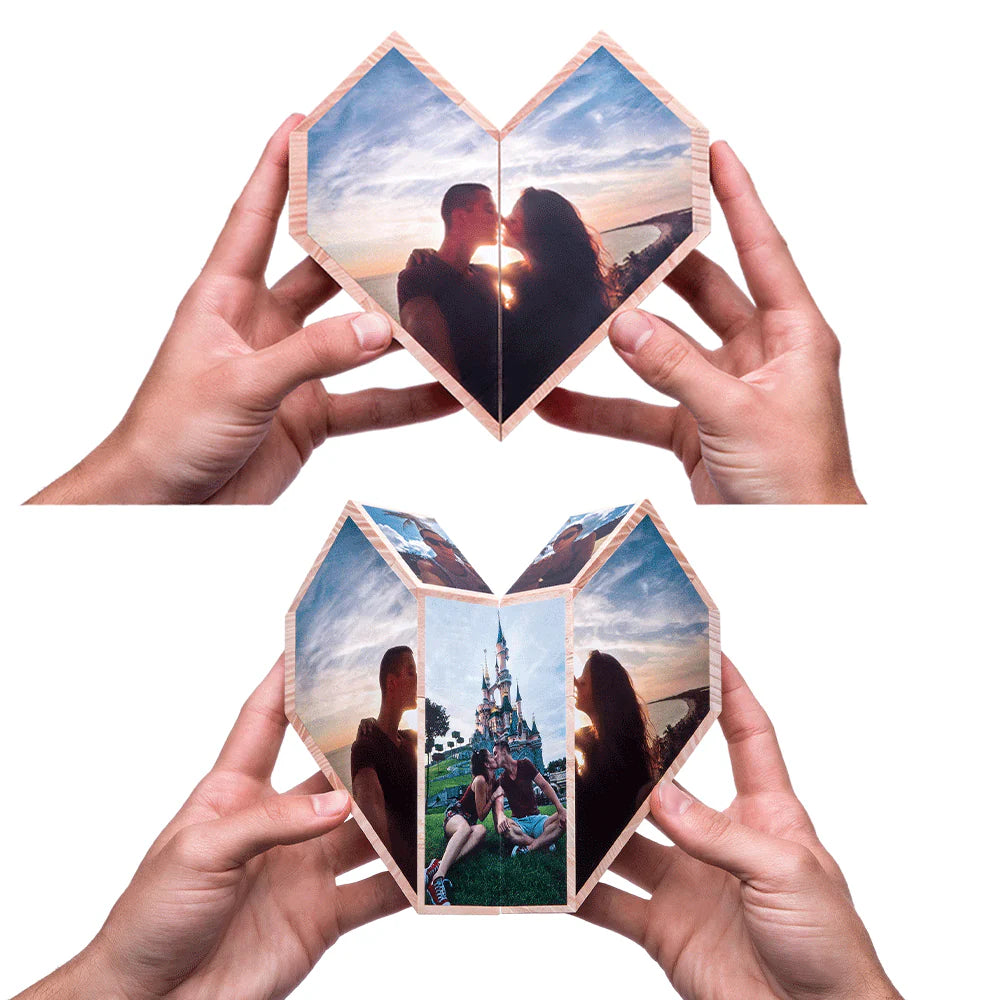 Custom Heart Photo Cube, Heart Photo Cube Album, Best Gift for Valentine, gift for him her